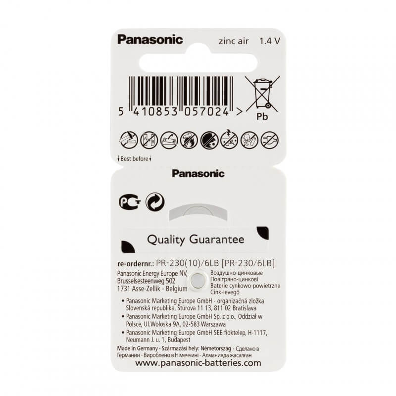 Panasonic Zubehör Hörgerätebatterien Panasonic PR 10